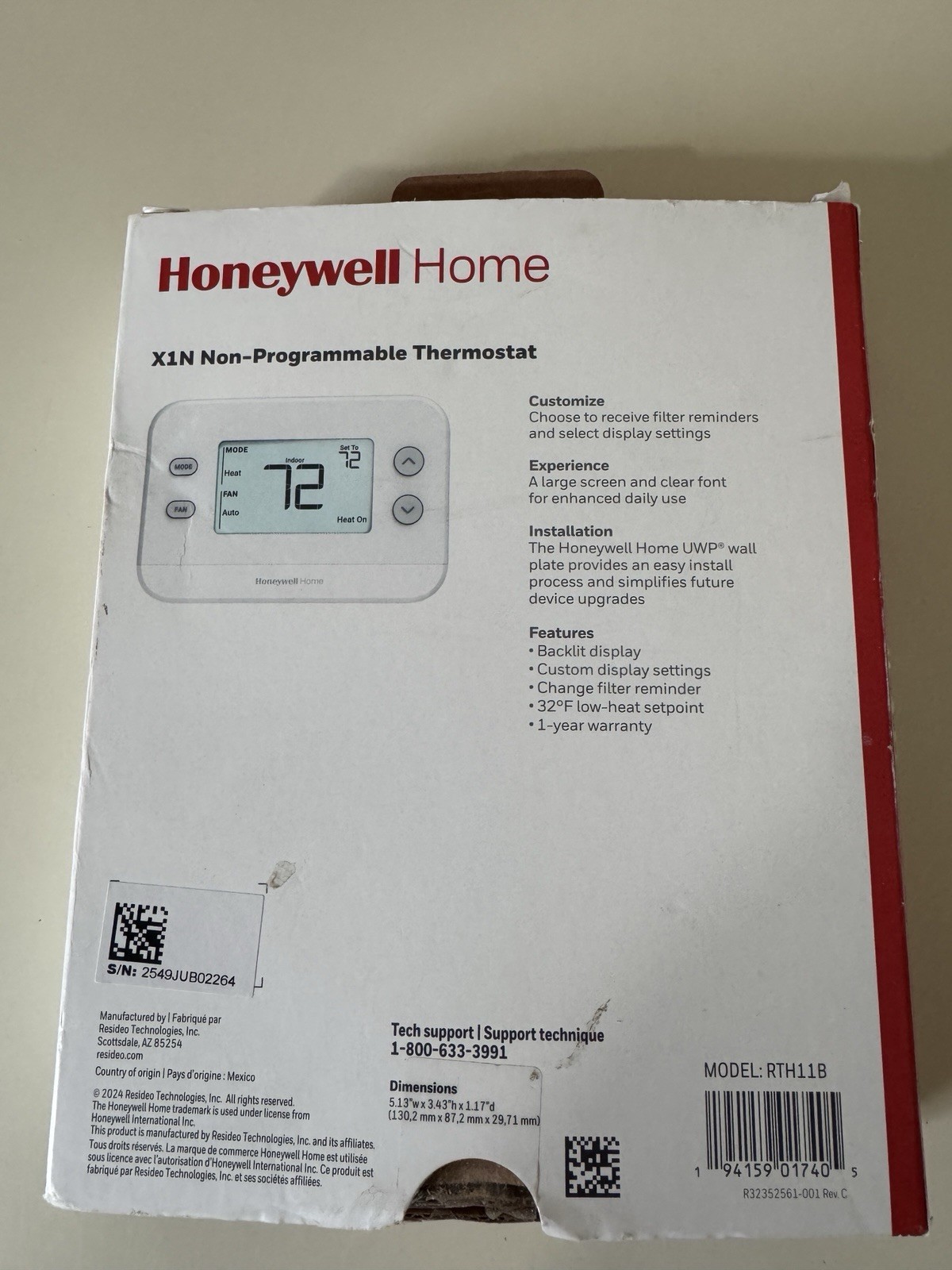 Honeywell Home X1N Non Programmable Thermostat RTH11B Single Stage 1 Heat 1 Cool gallery