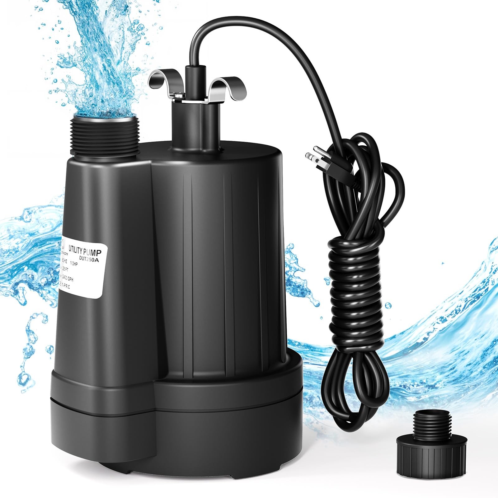 D-HONOR Sump Pump Submersible Utility Water Pump 1/3HP 2400GPH Thermoplastic Ele gallery