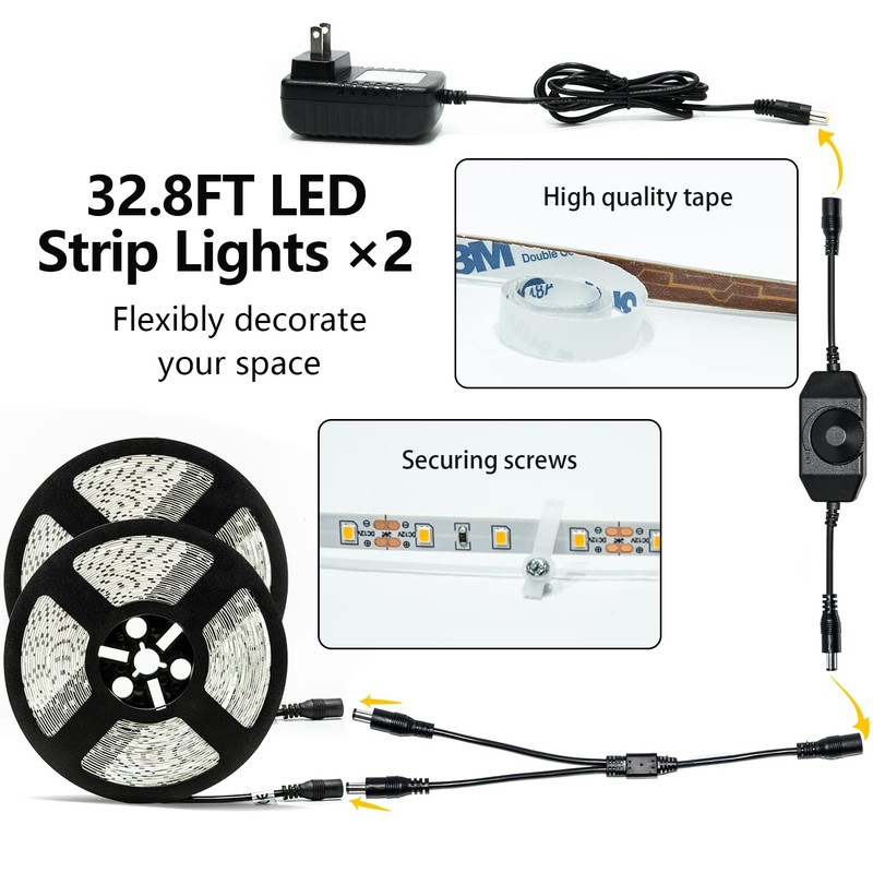 LED Strip Lights 65.6ft Dimmable 3000K Warm White Strip Lighting, 12V 20M 120... gallery