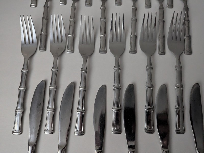 Oneida Northland Sumatra Bamboo Flatware Set Stainless Service for 6 India gallery