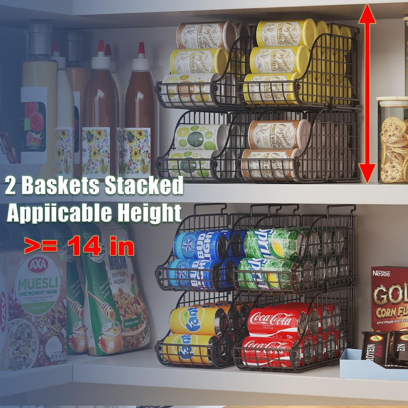 4-Pack Stackable Canned Food Organizer with Handles for Kitchen, Soda Can Org... gallery