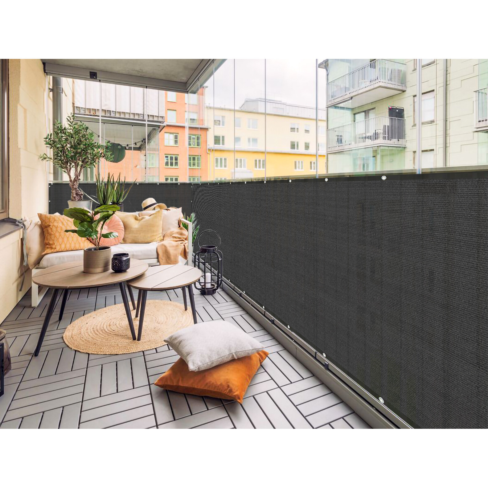 Alion Home© Black 3 FT Tall Custom Length (1-50ft) Privacy Screen Patio Balcony gallery