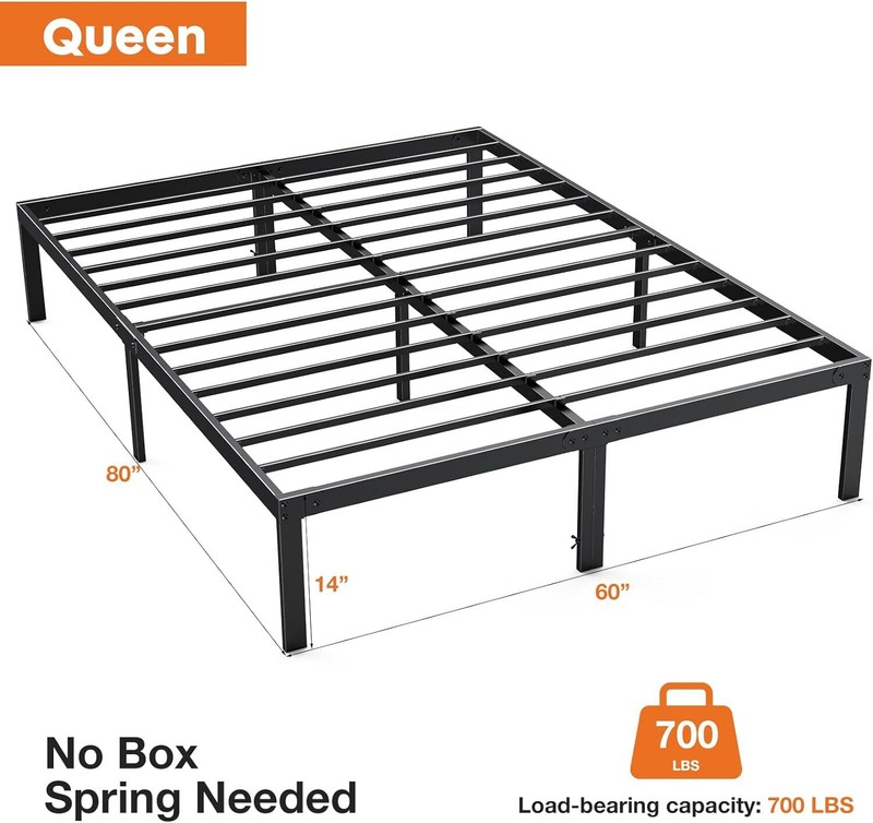 Metal Queen King Full Size Bed Frame Bedroom Sturdy Steel Slat Support Bedstead gallery