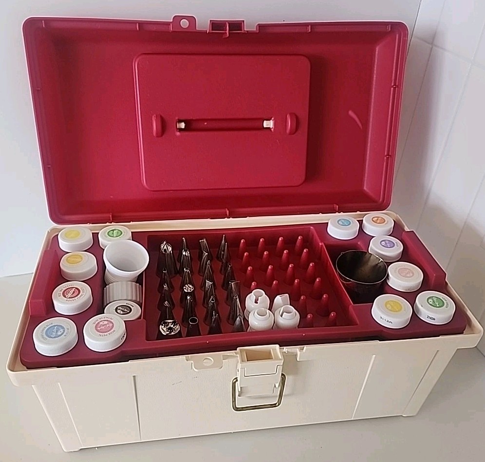 Wilton Cake Decorating Tool Caddy with Large Lot of Supplies gallery