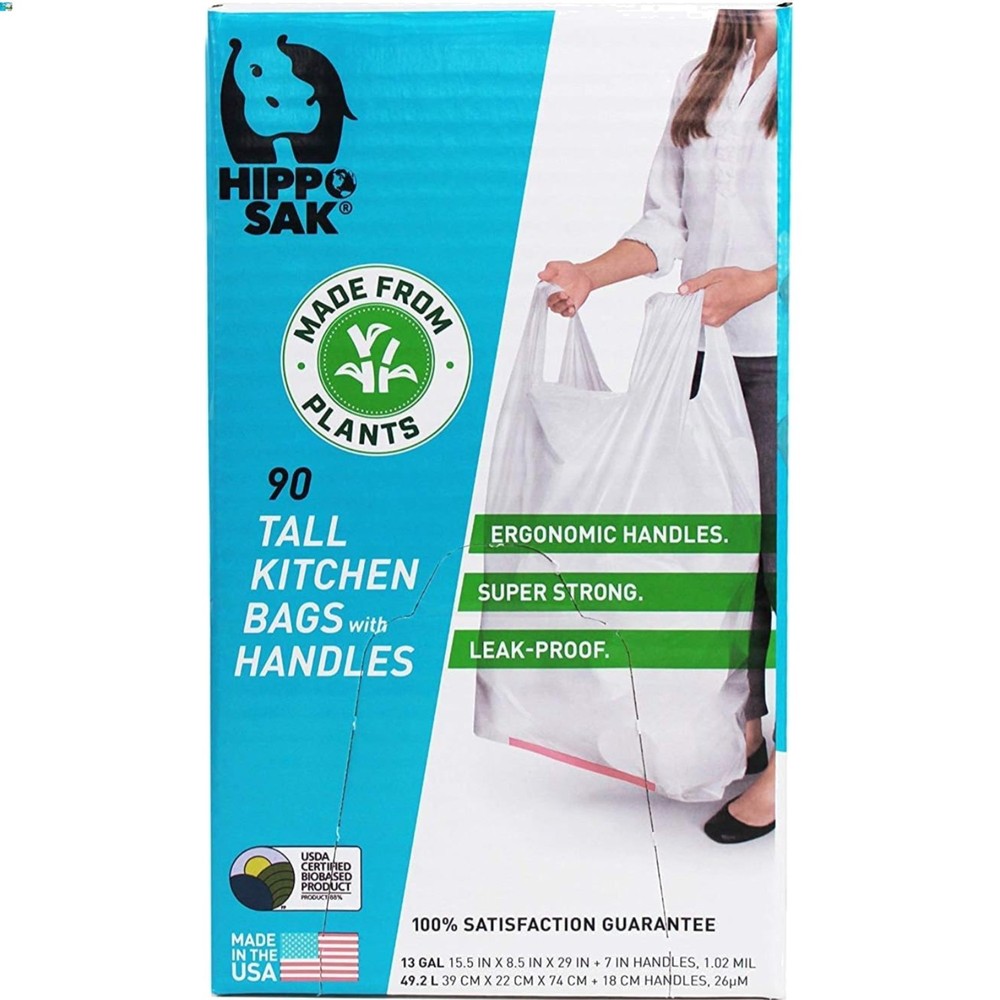 Eco-Friendly 90 Count Tall Kitchen Trash Bags - 13 Gallon & Puncture Resistant