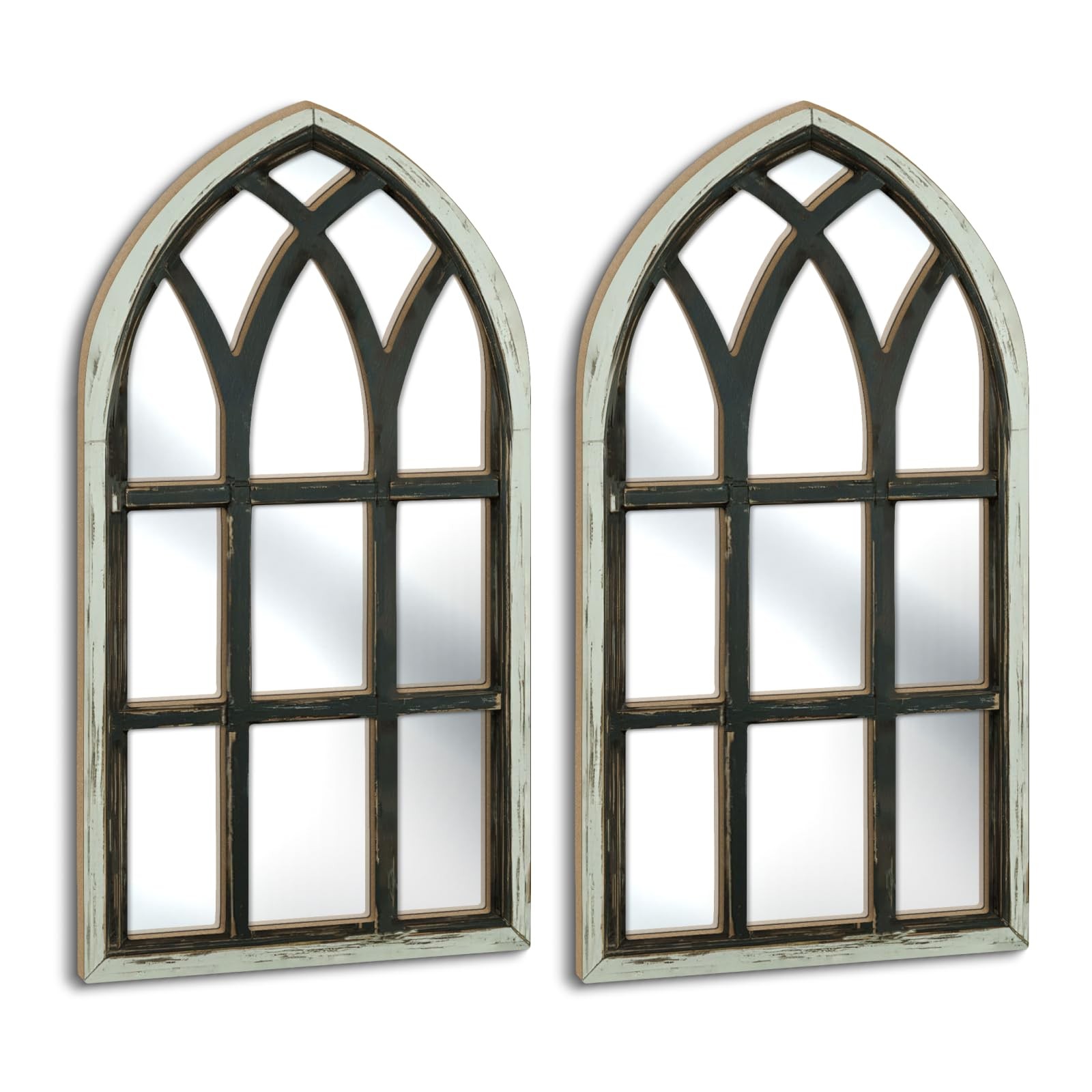 Putuo Decor Set of 2 Gothic Arch Window Frame Wall 16.53x8.66, Black gallery