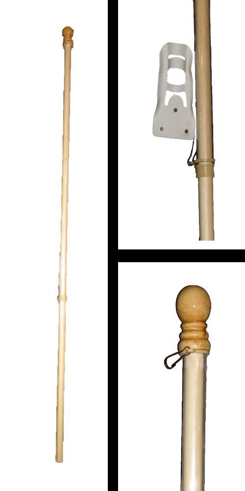 5' FT WOODEN FLAG POLE KIT WITH BRACKET & 3X5 USA AMERICAN FLAG gallery