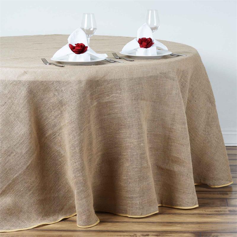 90-Inch ROUND Natural Brown Burlap Tablecloth Wedding Birthday Party Linens gallery