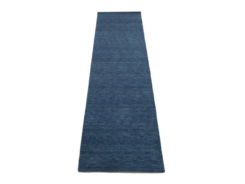 Steel Blue Solid Design Hand-Loomed 3X10 Gabbeh Wool Runner Rug Oriental Carpet gallery