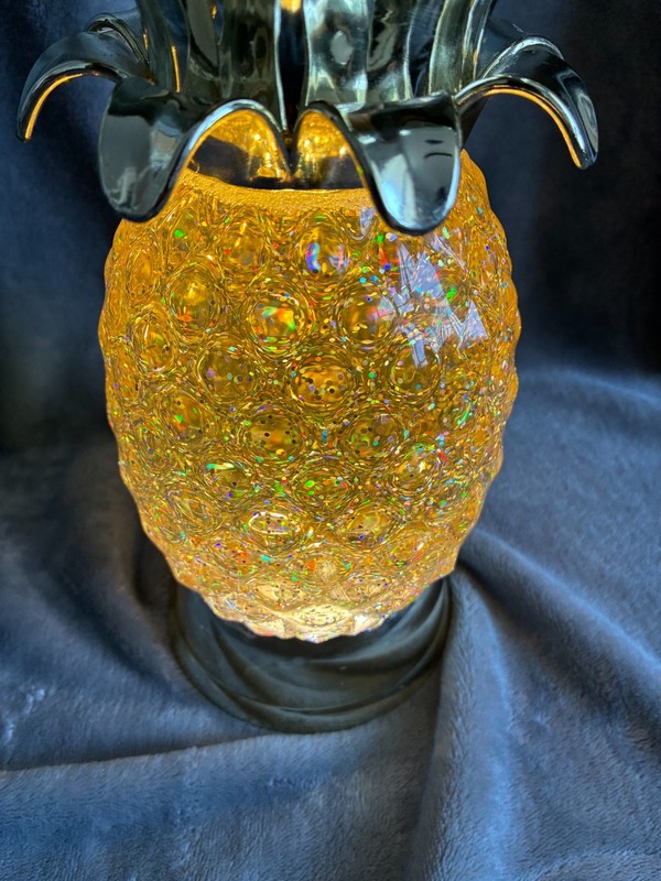 Bath & Body Works Pineapple Glitter Pedestal Candle Holder Lightup Gold Tropical gallery