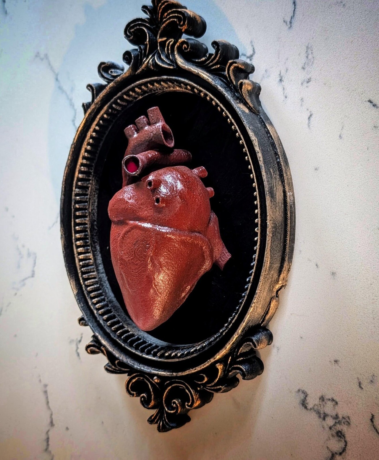 Gothic Anatomical Heart Wall Art - Red or Black Heart in Ornate Frame gallery