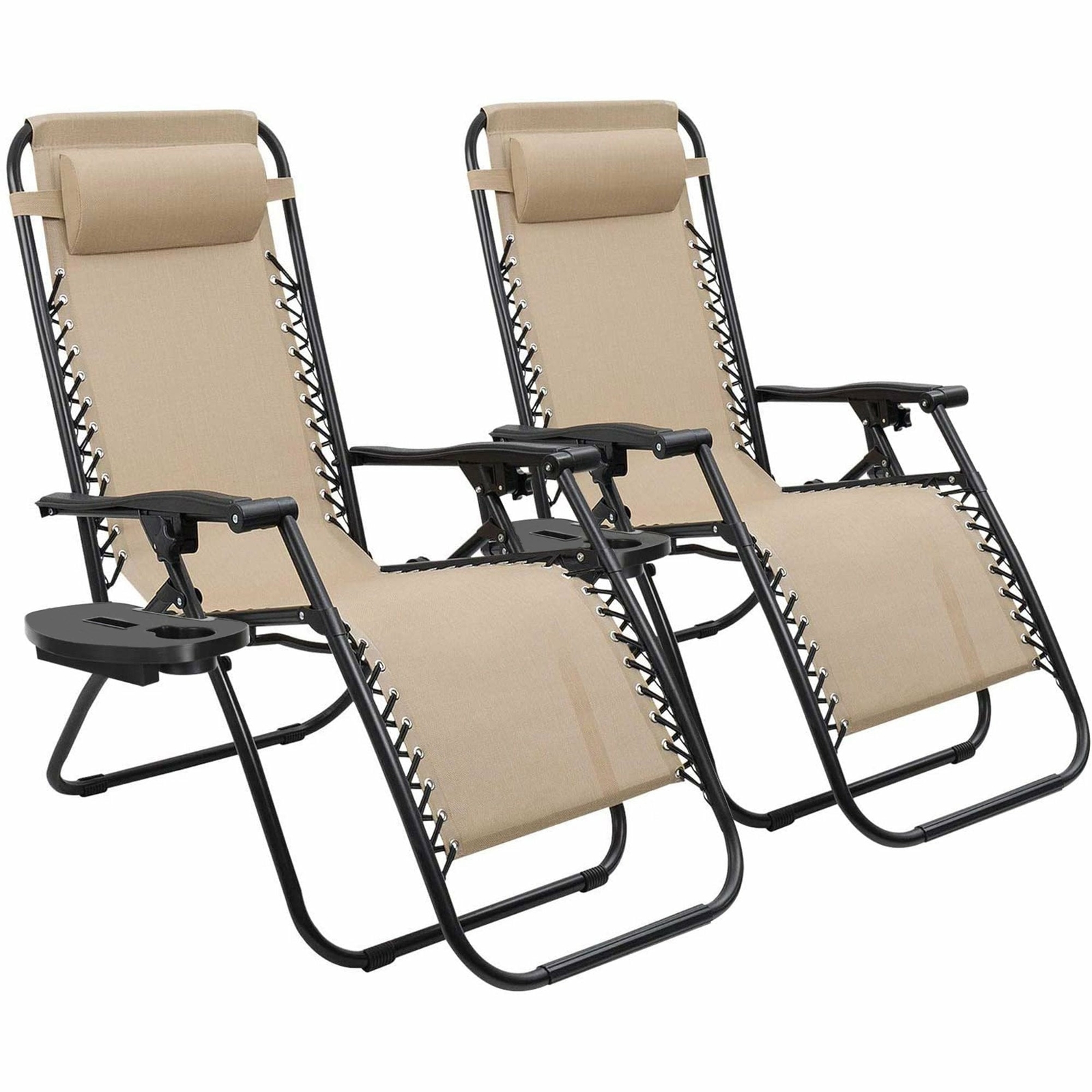 Zero Gravity Chair 2 Pack, Folding Outdoor Patio Lounge Recliner w/ Cup Holder gallery