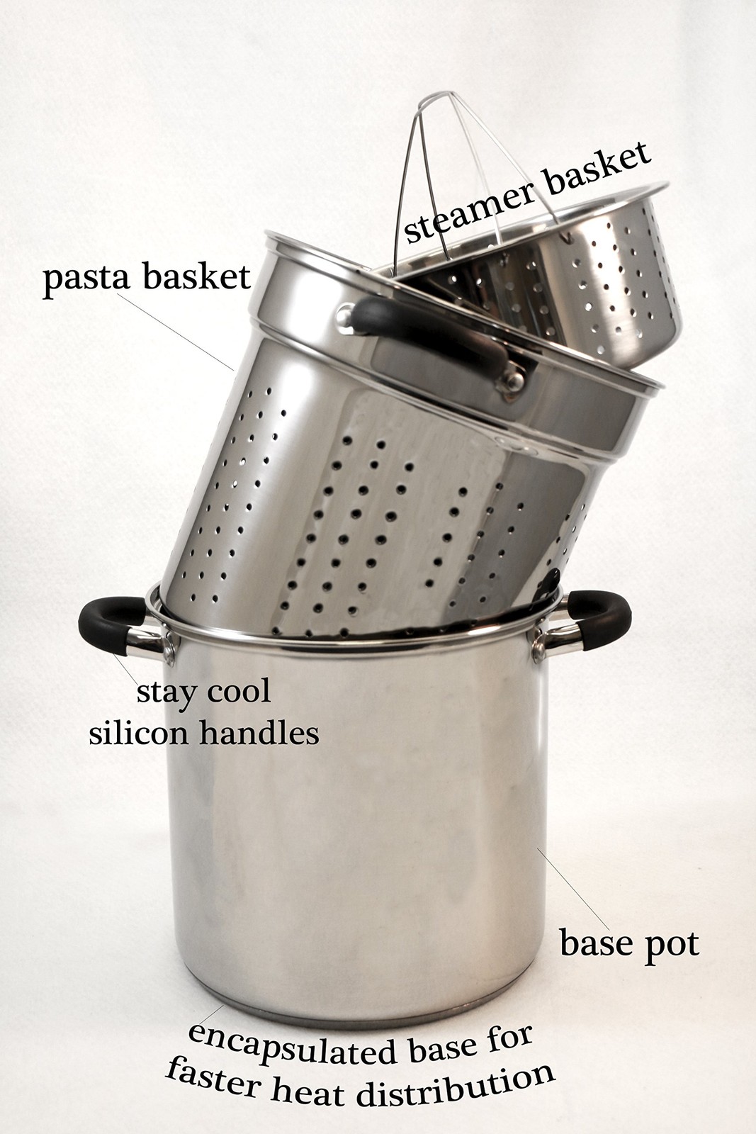 Excelsteel 12 Qt Multifunction Stainless Steel Pasta Cooker Encapsulated Base gallery