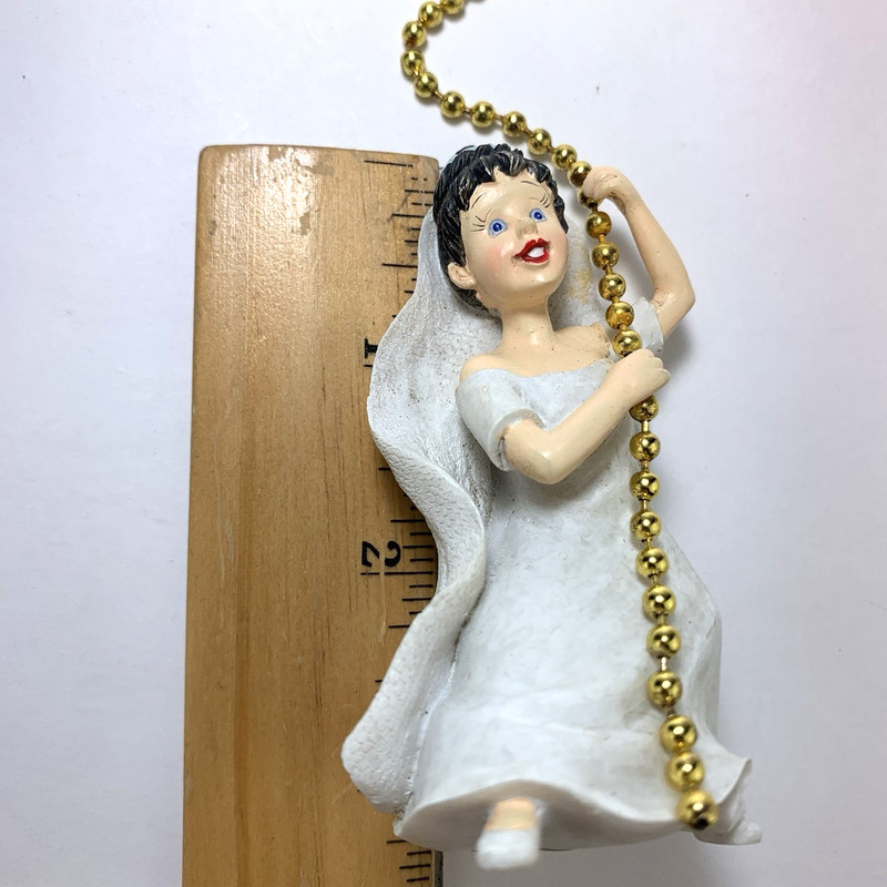 Bride Fan/Light Pull Chain Ornament Wedding Dress Ceiling Fan Pull Vintage Resin gallery