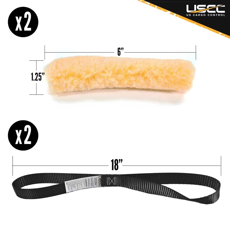 USCC Soft Motorcycle Handlebar Straps - w/Plush Wool Cover - 1" X 18" - Black gallery