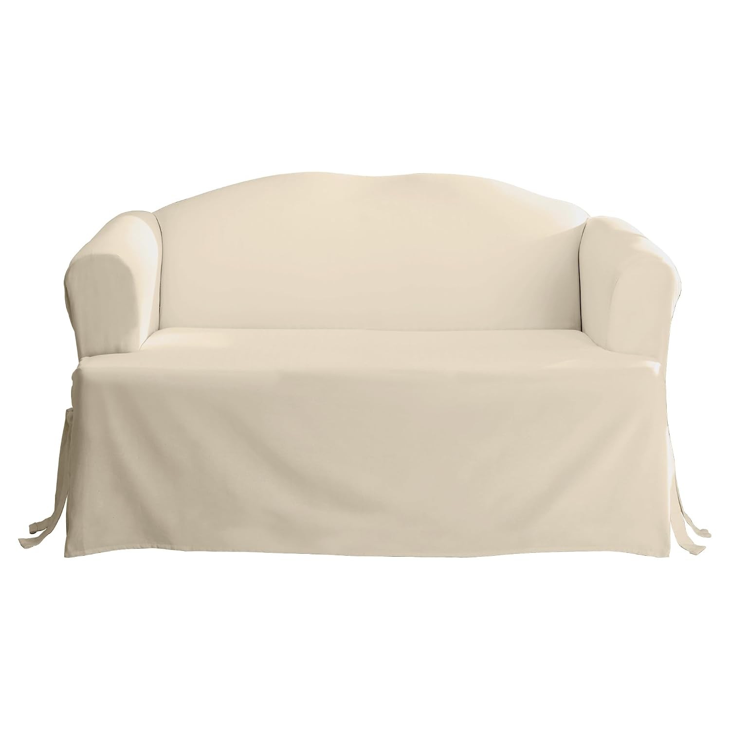 SureFit Home Décor Cotton Duck Solid T-Cushion Loveseat One Piece Slipcover, Rel gallery