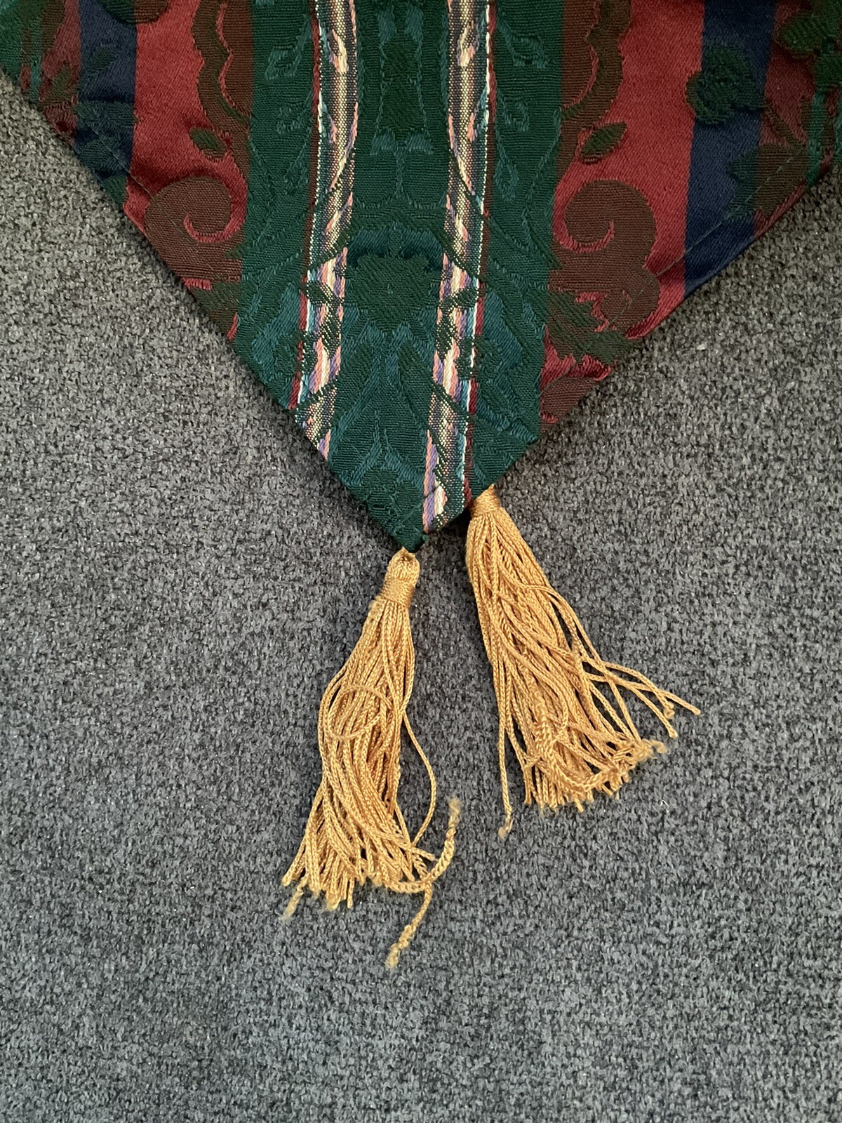 Table Runner 77 Inches Green Blue Burgundy With Gold Tassels gallery