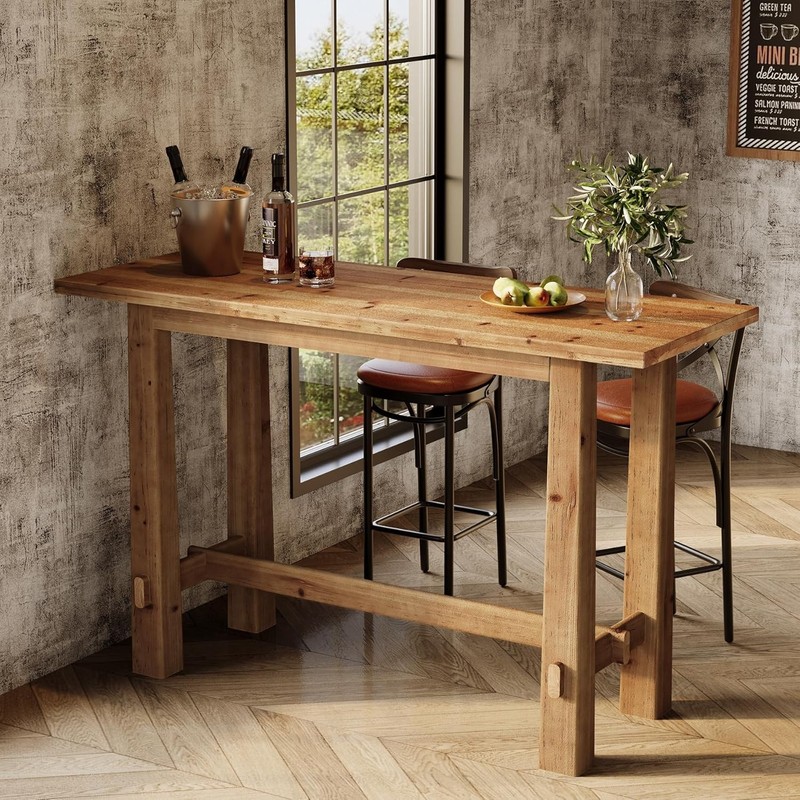 Solid Wood Bar Table, 63-Inch Counter Height Pub Table for Kitchen & Home Bar gallery