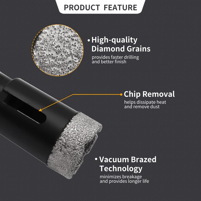 Diamond Core Drilling Bits Set Tile Hole Saw Kit Granite Ceramic Porcelain Sink gallery