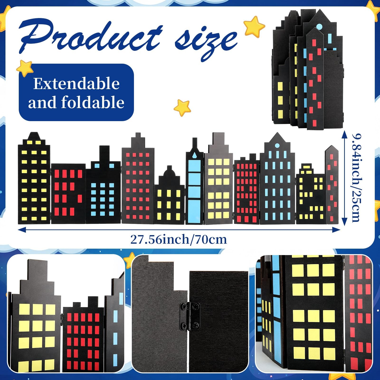 Wooden Hero Room Party Decorations Foldable Skyscrapers Decor Skyscrapers Tab... gallery