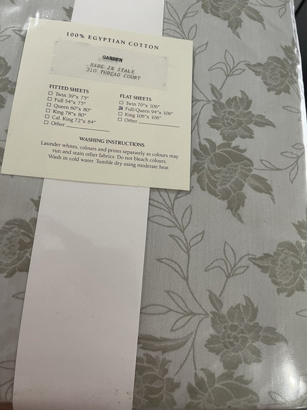 Bellora Italy NWT (3pc) Queen Sheet Set 100% Cotton Sateen Garden 310TC gallery