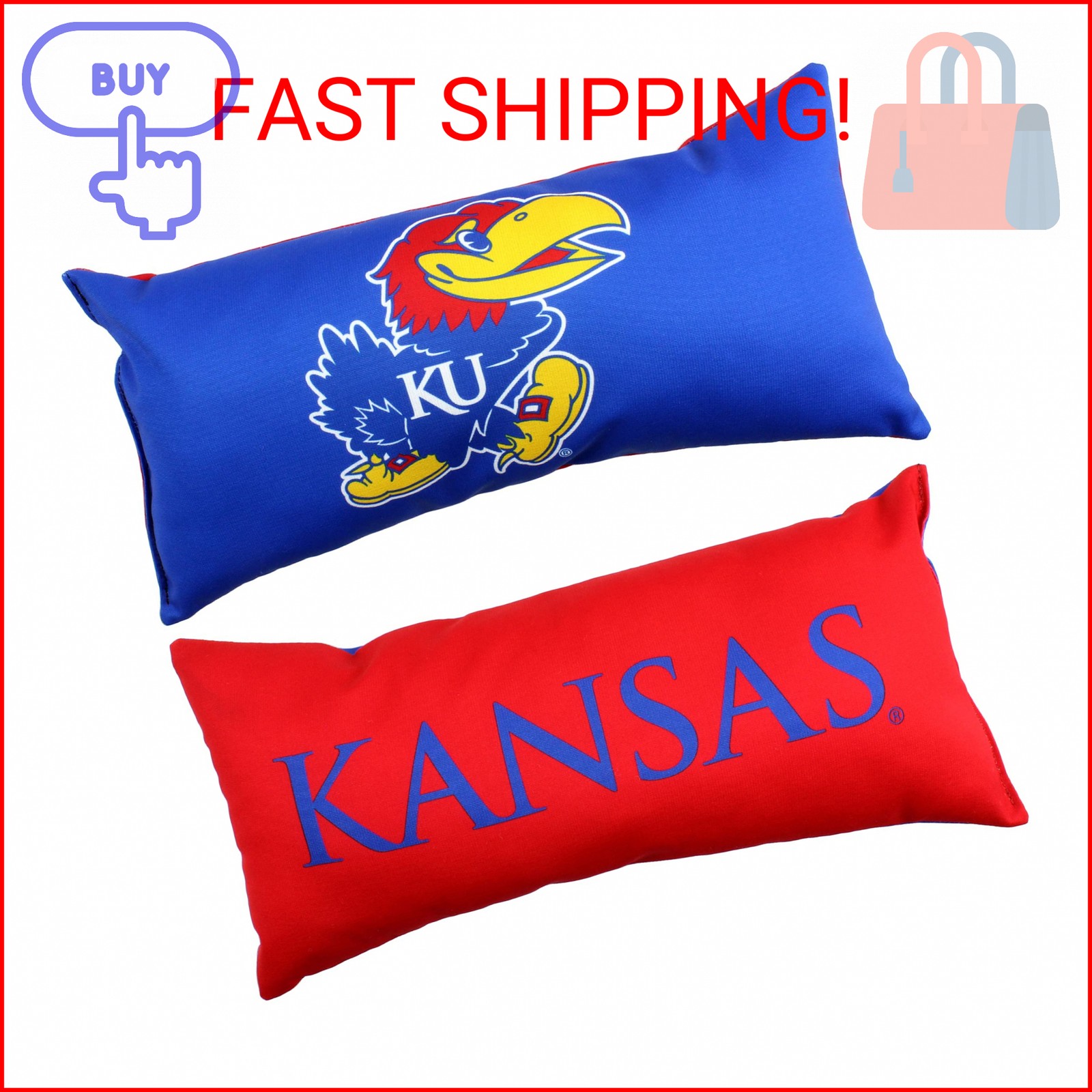 College Covers Everything Comfy Kansas Jayhawks 2 Sided Bolster Small Travel Pil gallery