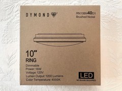 Dymond 10′ flush mount LED ceiling fixture, brushed nickel, 4000K temp, open box
