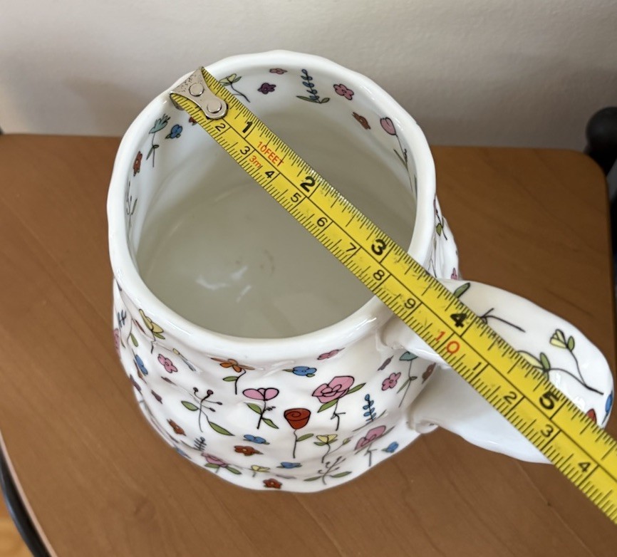 20oz Ceramic Floral Irregular Shape Oversized Coffee Mug - Handmade BigHandle gallery