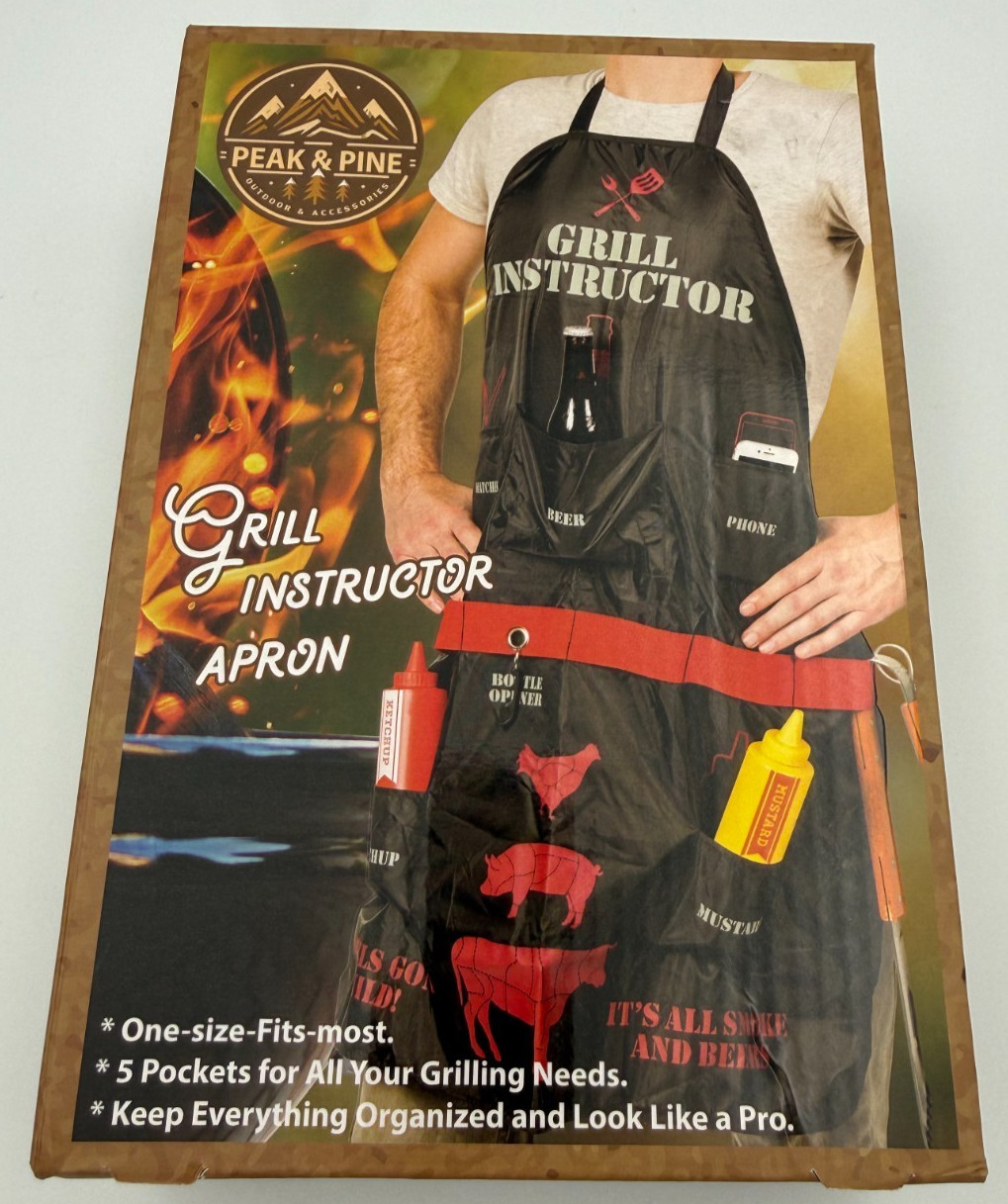 Peak & Pine Grill Instructor Apron 5 Pockets One Size Fits Most BBQ Novelty Gift gallery