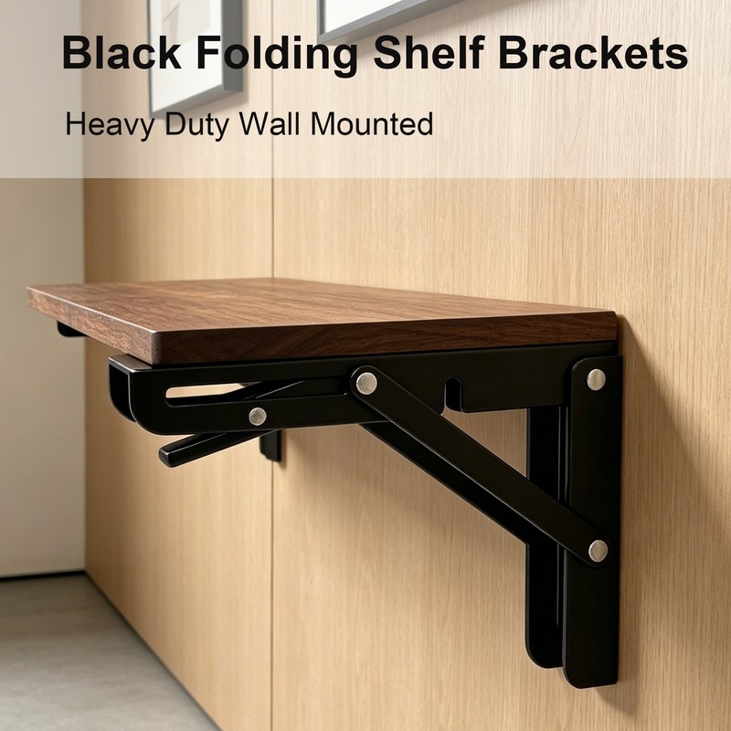 Folding Shelf Bracket 14" Stainless Steel Collapsible Bracket Load 330lbs, 2pack gallery