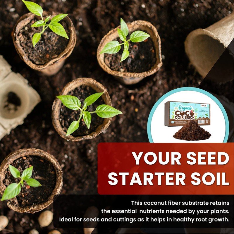 Compressed Coco Coir 1.4 LBS Brick Coconut Soil with Low EC & PH Balance gallery