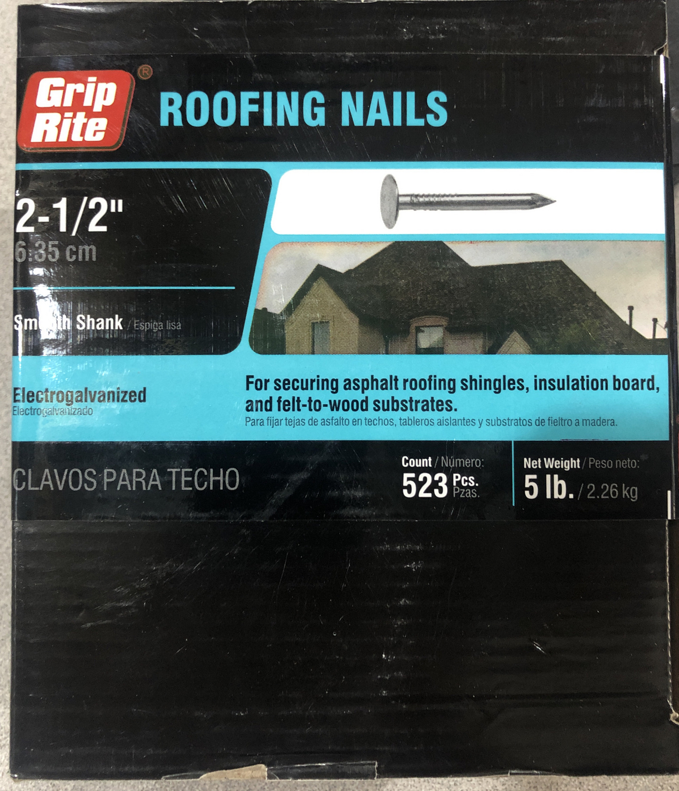GripRite Roofing Nails 2-1/2” Smooth Shank, 5 pounds (523 Pcs) Electrogalvanized gallery