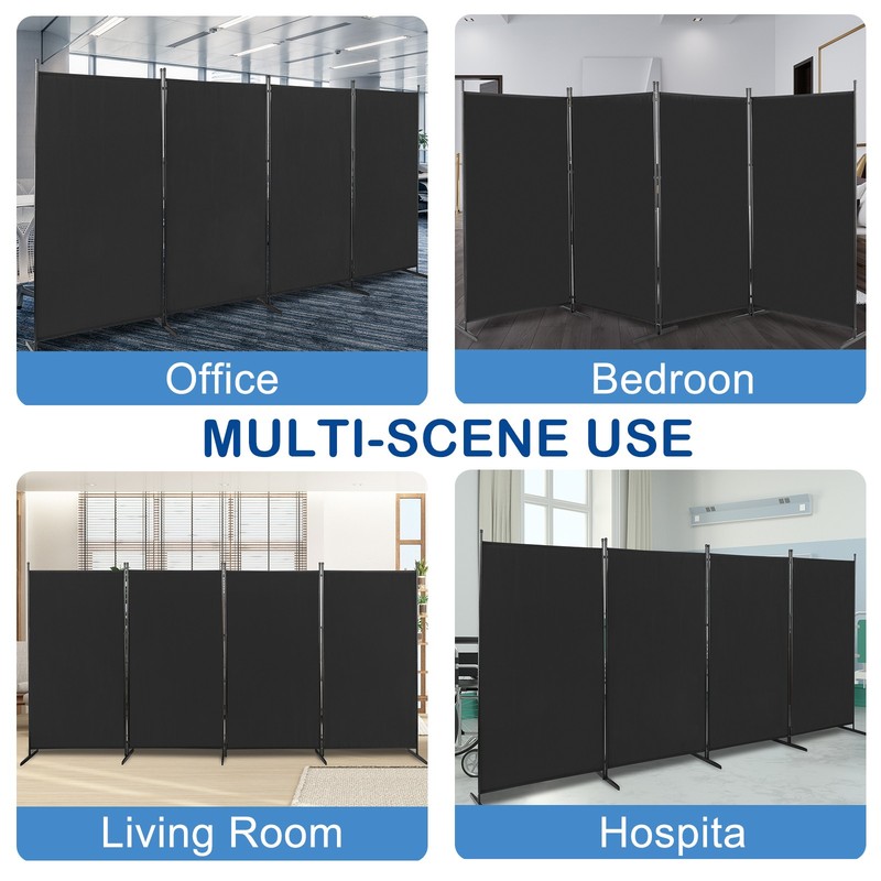 Polyester Fabric Plastic Foot Carbon Steel Frame Foldable Screen Black gallery