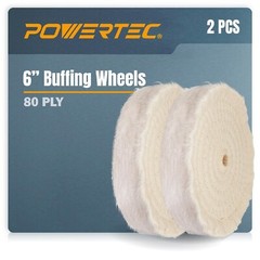 POWERTEC 71630 6-Inch Extra Thick Spiral Sewn Buffing Wheel, Cotton (80 Ply) …
