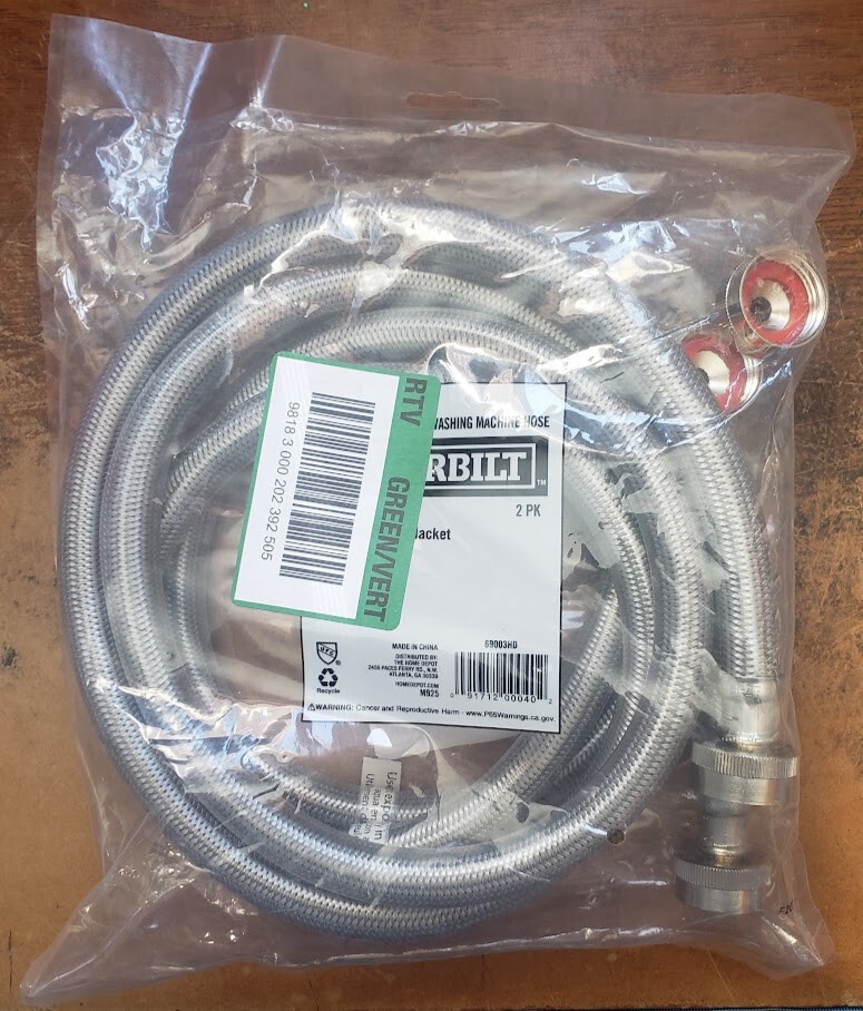 Everbilt 4 ft. Polymer Coated Stainless Steel Washing Machine Connector (2-Pack) gallery