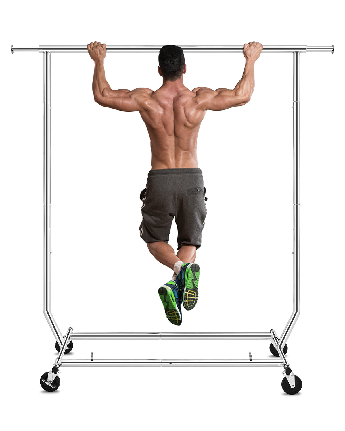 HOKEEPER Rolling Commercial Grade Clothing Garment Racks Sing Rail Adjustable US gallery