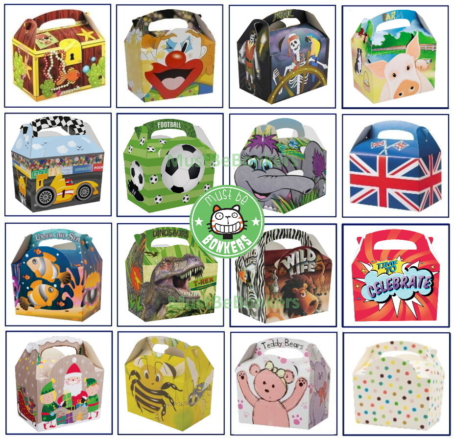 Party Food Boxes Loot Lunch Cardboard Childrens Kids Birthday Gift Girls Boys UK gallery