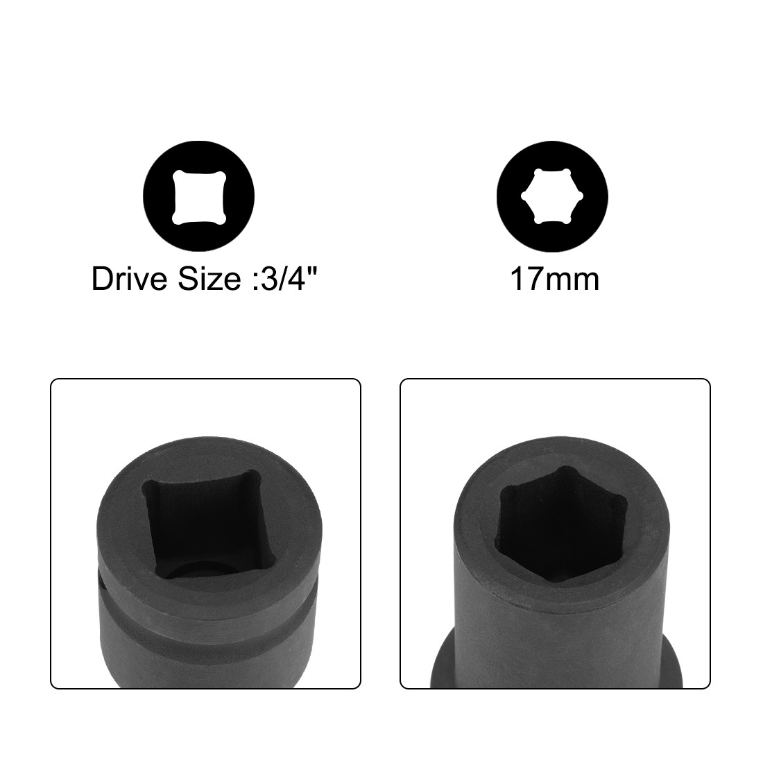 3/4" Drive by 17mm 6-Point Deep Impact Socket Cr-Mo Alloy Steel gallery