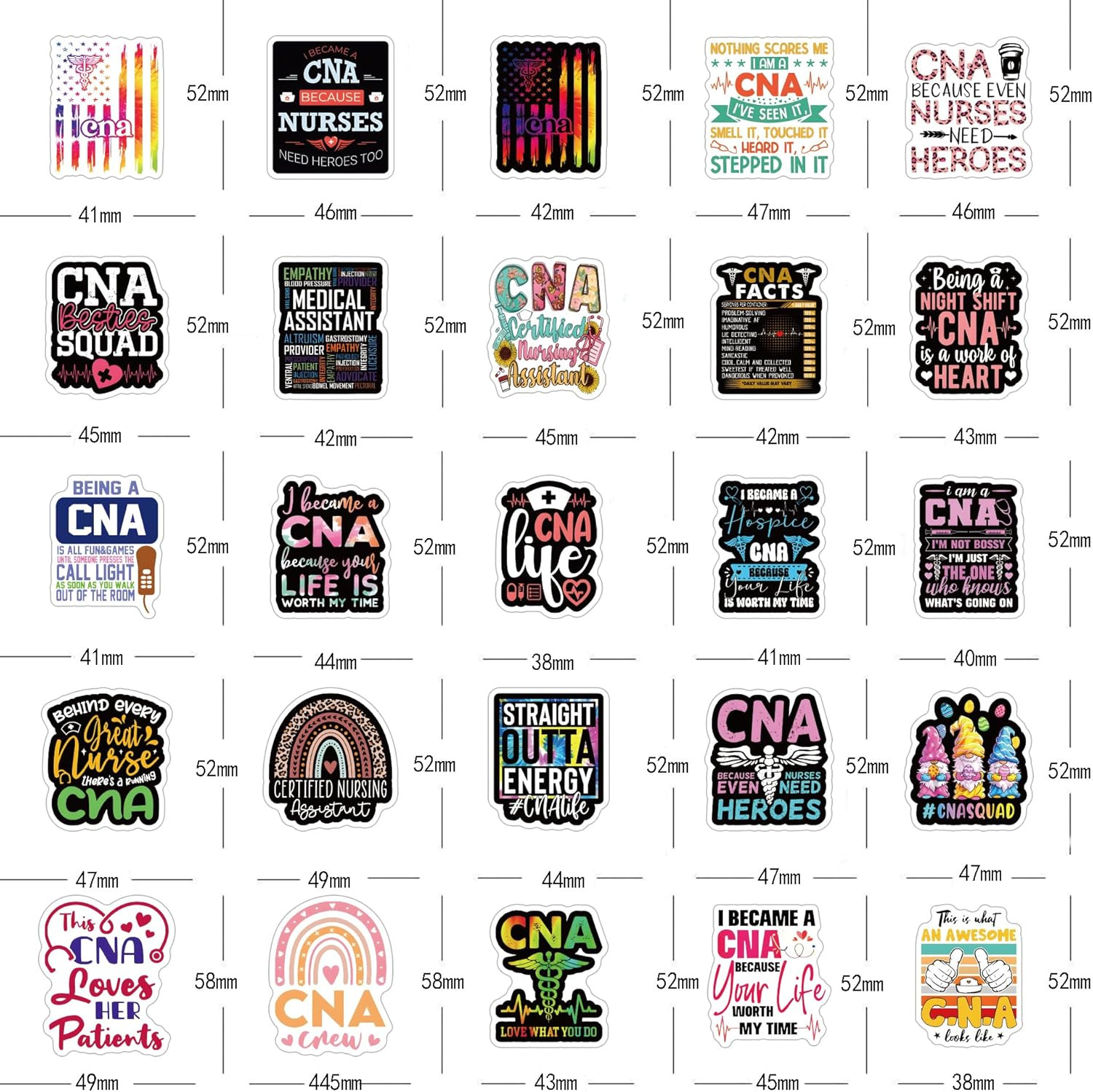 120Pcs CNA Stickers Pack Life Aesthetic Vinyl Waterproof Sticker Decals for Wat gallery