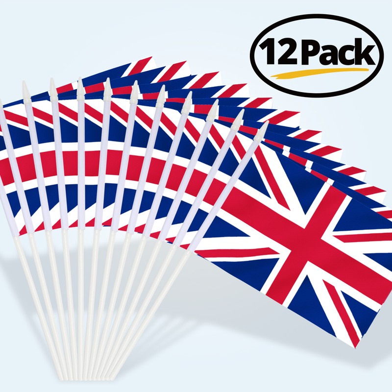 Anley 12 Pack British Union Jack UK Mini Handheld Flag - Great Britain Flags gallery