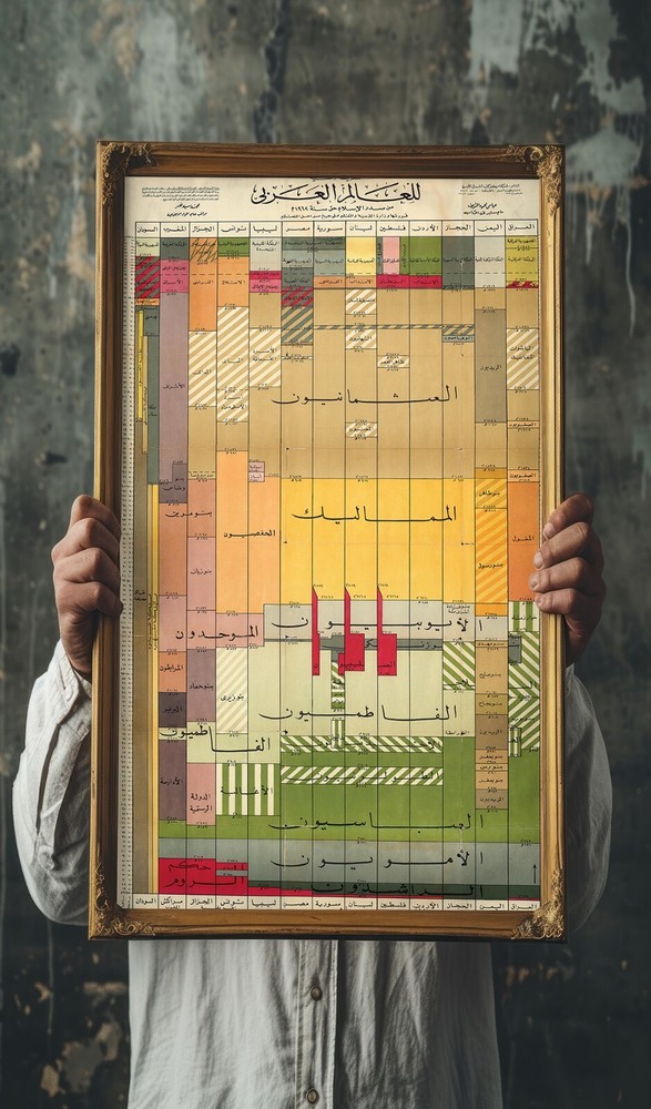 خريطه زمنية للعالم العربي Timeline Chart Map Arab World Early Islam until 1962