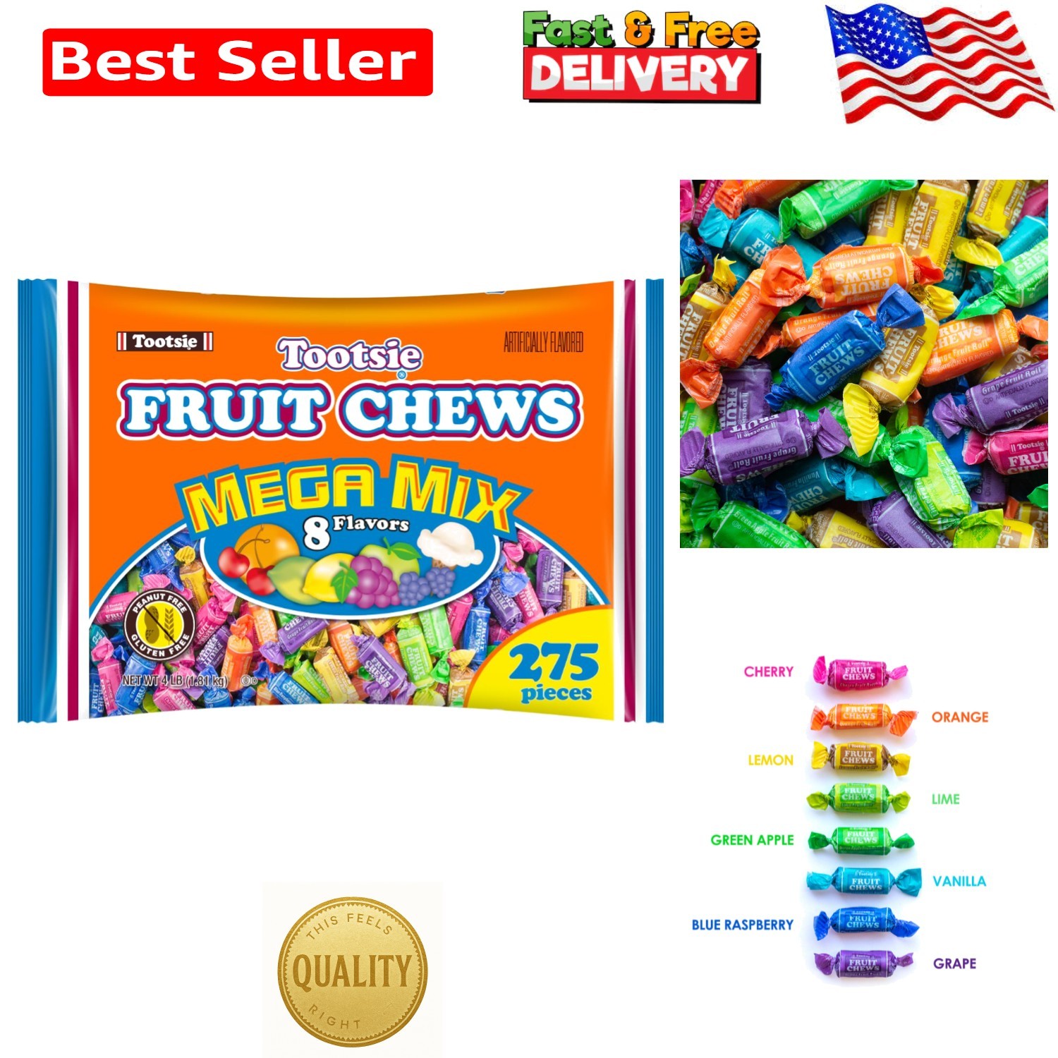 Fruit Chews Mega Mix 8 Flavors- 4 Pounds of Soft Fruity Rainbow Candy – 5 Cla... gallery