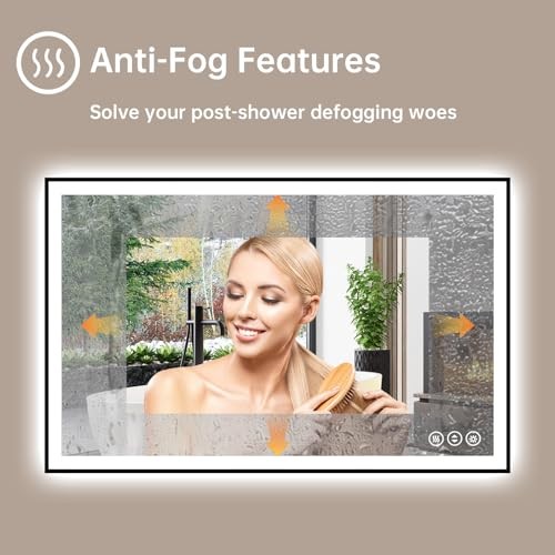 40x30 LED Bathroom Mirror with Lights, Black Aluminum Framed, 40"L x 30"W gallery
