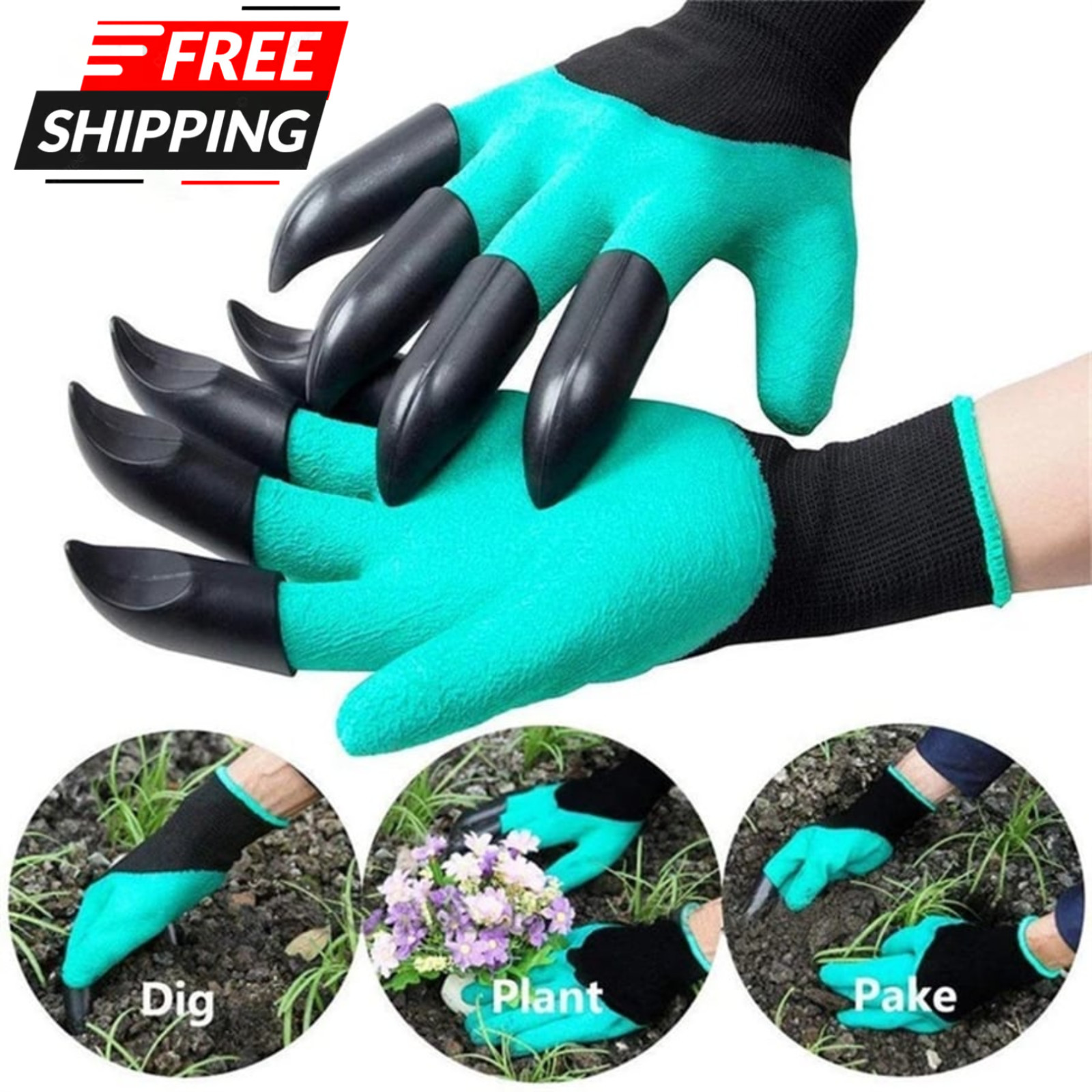 1Pair Garden Gloves With Claws For Digg Protects Nails & Fingers Gardening Tools gallery