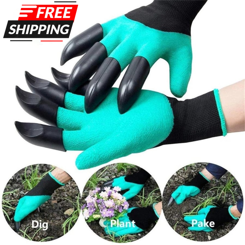1Pair Garden Gloves With Claws For Digg Protects Nails & Fingers Gardening Tools