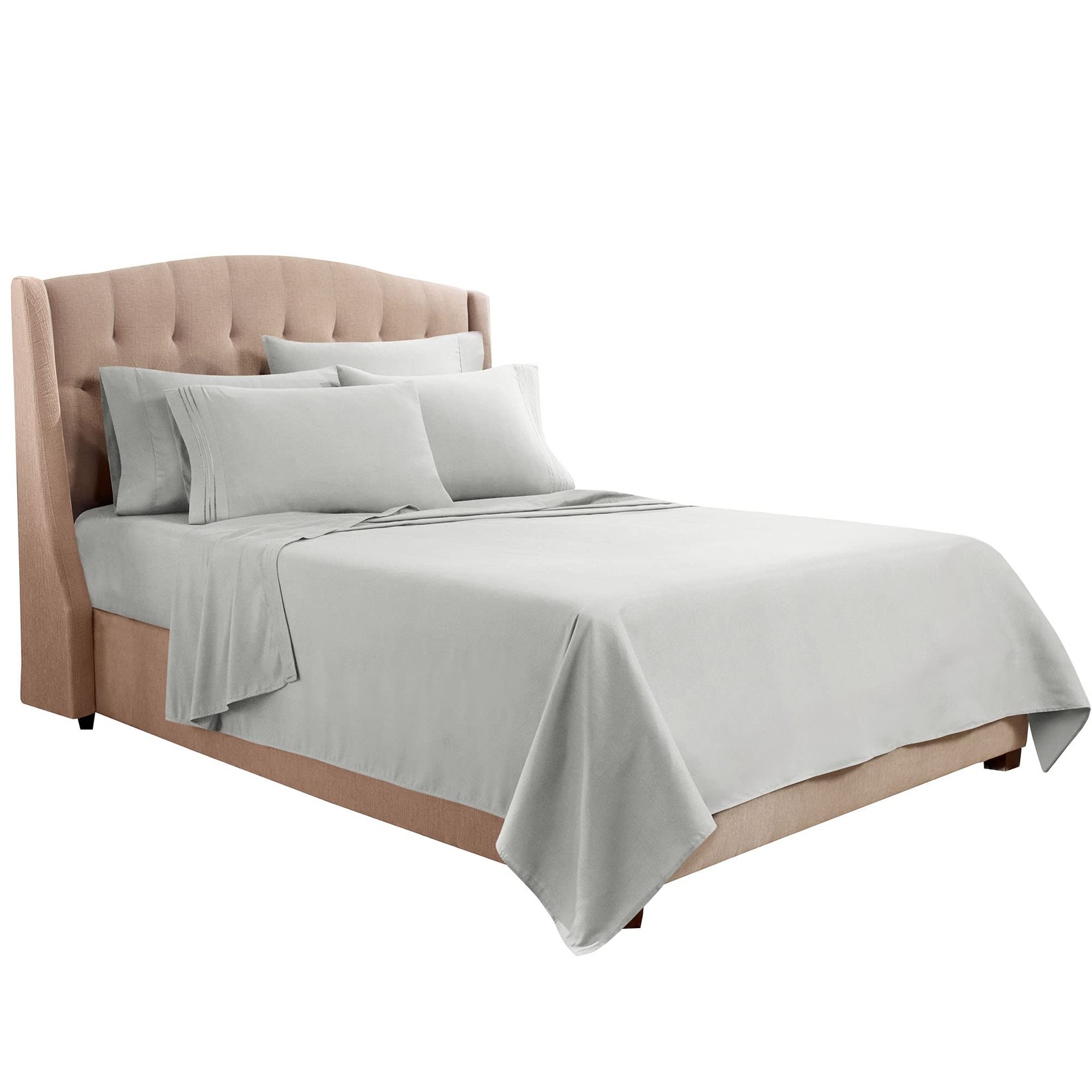 Clara Clark Split Top King Sheet Set 6 Piece Hotel Luxury Super Soft Silver gallery