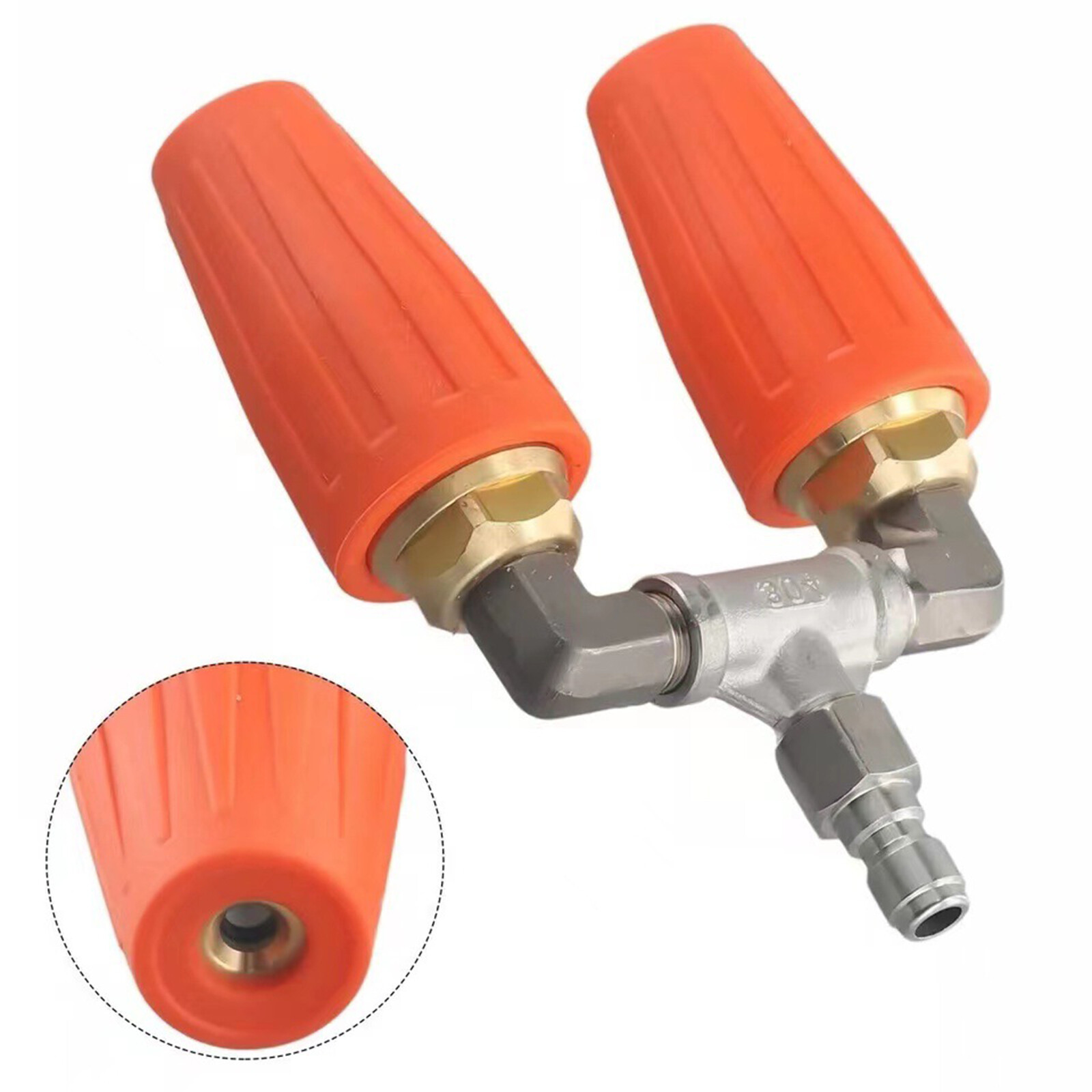 High-Pressure Washer Rotating Dual Turbo Nozzle Spray Tip1/4" 4000PSI 4-6GPM gallery