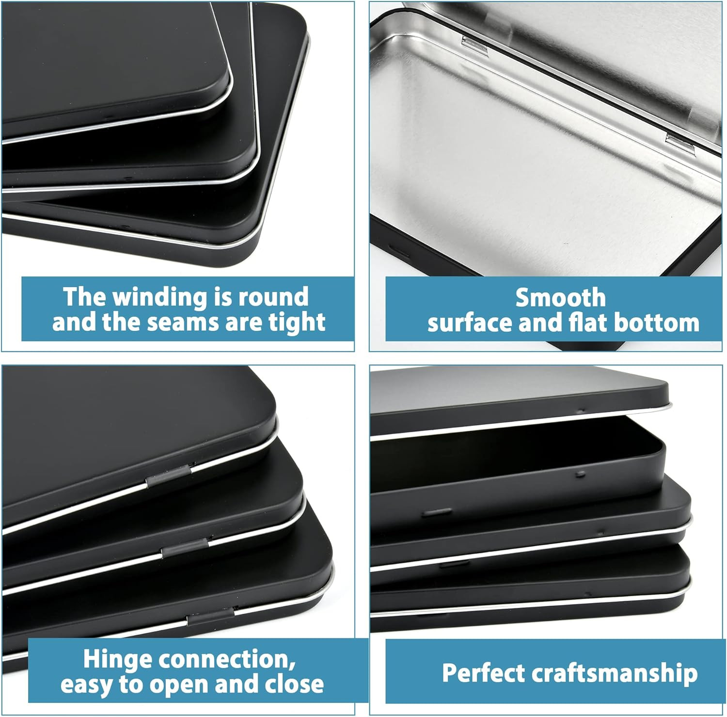 6 Pcs Metal Rectangular Hinged Tin Boxes with Lid, Mini Portable Empty Box Conta gallery