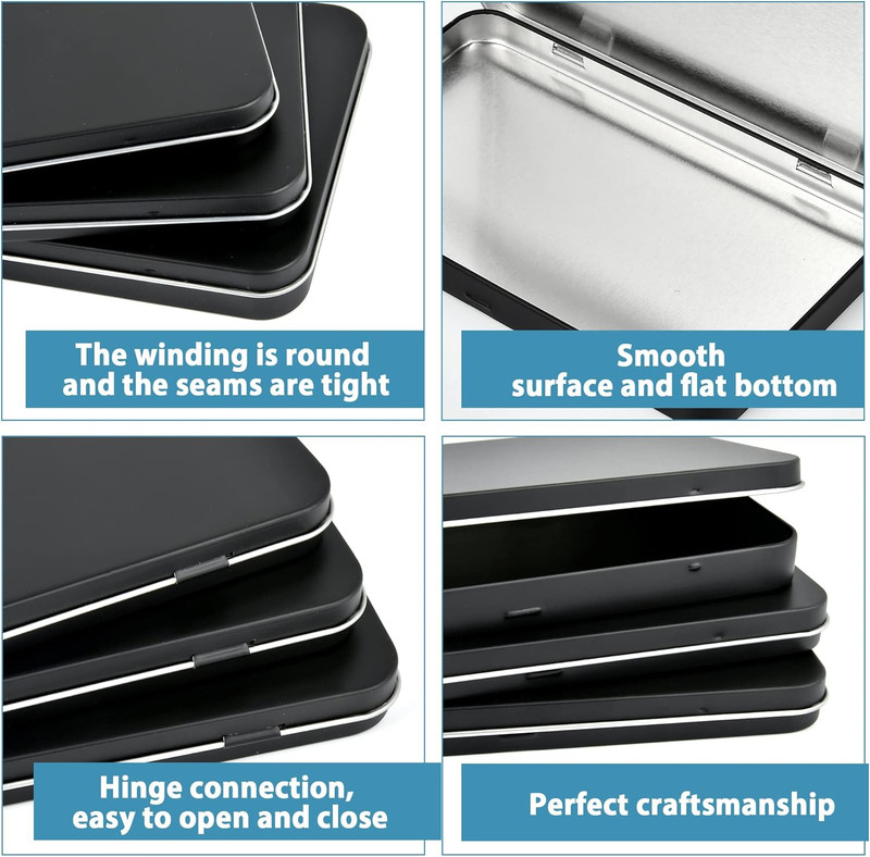 6 Pcs Metal Rectangular Hinged Tin Boxes with Lid, Mini Portable Empty Box Conta gallery