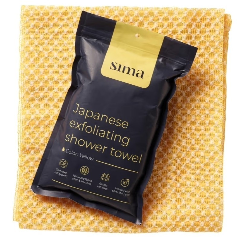 1 Sima® Japanese Exfoliating Antibacterial Shower Towel white/yellow/black/pink gallery